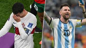 Cristiano deixou a Copa chorando e Messi saiu rindo por último (NELSON ALMEIDA / AFP
JUAN MABROMATA / AFP)