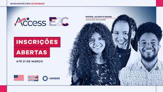 Imagem promocional do programa Access E2C 2023 que selecionará 240 jovens para curso de inglês.