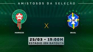 Marrocos e Brasil se enfrentam neste sábado em Tânger (Arte: LANCE!)