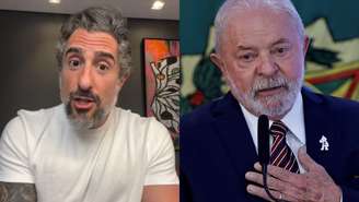 O apresentador Marcos Mion e o presidente, Luiz Inácio Lula da Silva