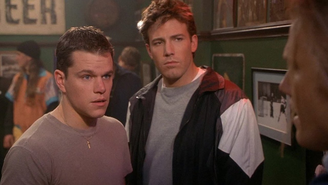 Matt Damon e Ben Affleck em cena de Gênio Indomável.