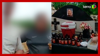 Filho de ex-prefeito faz homenagem com cerveja em cima do túmulo do pai