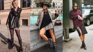 Botas e saias costumam aparecer nos looks de inverno das fashionistas -