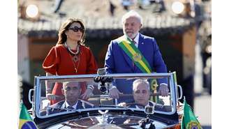 Janja e Luiz Inacio Lula da Silva durante desfile do 7 de Setembro
