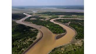 Vista geral do Lago da Piranha, afetado pela seca do Rio Solimões em Manacapuru (Foto de 27/09/2023)