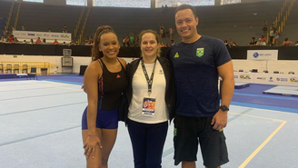 Rebeca Andrade, Mônica Barroso e Francisco Porath Neto