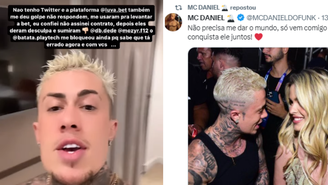 MC Daniel é criticado por foto com Yasmin Brunet com mesma declaração feita a Mel Maia