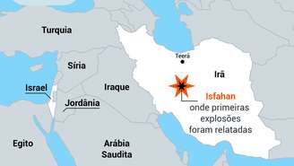 Mapa mostra local dos ataques de Israel no Irã