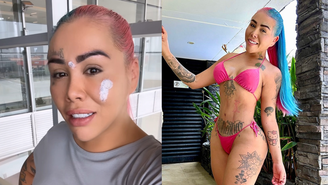 A influenciadora Yina Calderón publicou vídeos nas redes sociais em que aparece retirando tatuagens de seu rosto