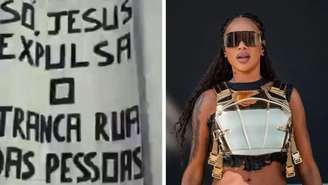 Projeção no show de Ludmilla no Coachella mostrava foto de cartaz que diz 'só Jesus expulsa o Tranca Rua das pessoas'