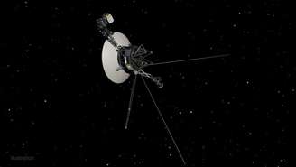 Representação da Voyager 1, lançada em 1977 (Imagem: Reprodução/NASA/JPL-Caltech)