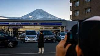 Vista fotografada do Monte Fuji