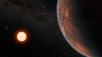 Imagem de Gliese 12b, que orbita uma estrela vermelha e fria