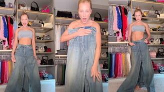 Influenciadora digital Malu Borges usa "calça jeans dupla"
