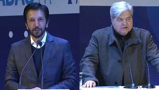 Ricardo Nunes (MDB) e José Luiz Datena (PSDB)  durante o debate promovido pelo Terra em parceria com o Estadão e a Fundação Armando Álvares Penteado (FAAP).