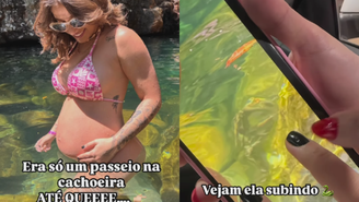 Gabriella Oliveira ficou surpresa ao descobrir que cobras estavam presentes na cachoeira em que ela tirou fotos