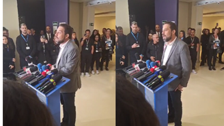 Guilherme Boulos em coletiva de imprensa nesta terça-feira, 17, após o término do debate na RedeTV/UOL