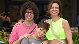 Luciana Gimenez e os filhos Lucas e Lorenzo