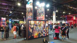 Estande da SNK na BGS 2024, destacando Fatal Fury: City of the Wolves