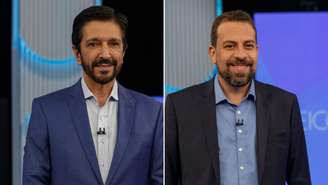 Ricardo Nunes (MDB) e Guilherme Boulos (PSOL) durante debate da Globo