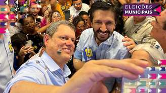 Tarcísio de Freitas e Ricardo Nunes durante evento de campanha