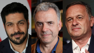 Ojeda (à esq.), Orsi (ao centro) e Delgado (à dir.) se enfrentam neste domingo