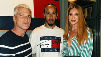 Bruno Gagliasso, Lewis Hamilton e Giovanna Ewbank 