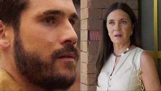 Rudá (Nicolas Prattes) e Mércia (Adriana Esteves) de Mania de Você