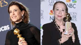 Fernanda Torres dedica Globo de Ouro a Fernanda Montenegro: 'Esteve aqui há 25 anos'