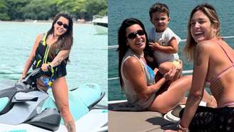 Lauana Prado com a namorada Tati Dias e o filho dela