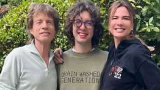 Mick Jagger e Luciana Gimenez com o filho, Lucas