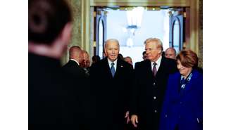 Joe Biden e Donald Trump chegam para participar da 60ª cerimônia de posse no Capitólio dos EUA, em Washington, DC. Trump se tornou o 47º presidente dos Estados Unidos.