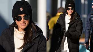A Duquesa de Sussex Meghan Markle usando presentes dados por Harry