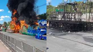 Carros de uma escola de samba pegaram fogo em São Paulo