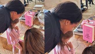  Celebridades Meghan Markle publica vídeo raro de Lilibet jogando Candy Land com Serena Williams em casa.