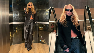 Adriane Galisteu exibe look all black nas redes sociais