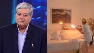 ‘Isso não é brincadeira’, diz Datena sobre vídeo de filho de Pedro Scooby correndo de lança-chamas