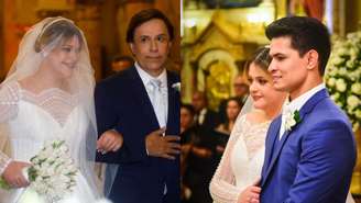 Grávida, Maria Cavalcante, filha de Tom Cavalcante, se casa com o cantor sertanejo Cristiano Deyvid; evento luxuoso reúne famosos