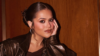 Maisa aposta em look marrom 