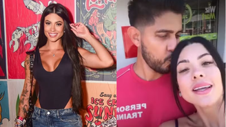 Namorada de Belo, Rayane Figliuzzi, se declara ao personal: 'Te amo! São três anos juntos'