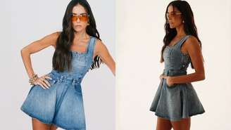 A atriz Deborah Secco com o look all jeans