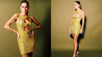 Deborah Secco usando vestido amarelo grifado