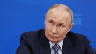 O presidente russo, Vladimir Putin, em Moscou, em 21 de abril de 2025.