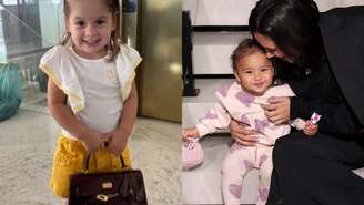 Maria Flor e Mavie usando bolsas de grife