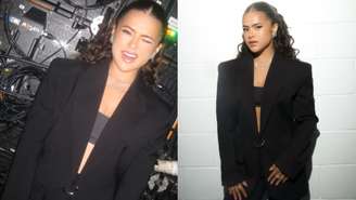 Maisa com look office core no "Domingão"