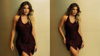 Lore Improta com vestido da Ferragamo