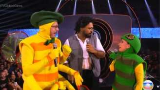 Fabio Porchat, Paulo Vieira e Tata Werneck no show da Globo