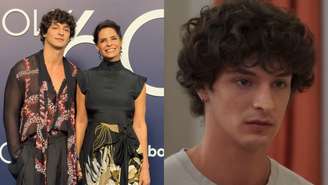 Pedro Waddington com a mãe, Helena Ranaldi, e como Tiago de Vale Tudo