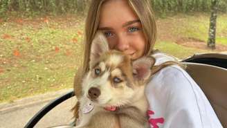 Pietra Quintela com sua fiel companheira, Aspen