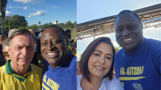 Jair Bolsonaro e Michelle Bolsonaro em evento pró-anistia